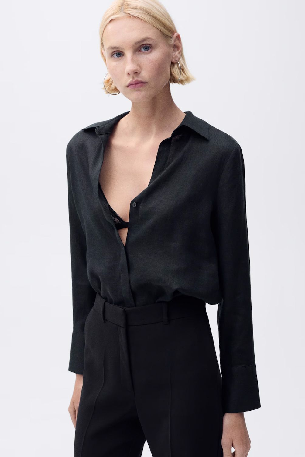 MANGO - Blusa Recta Lino Mujer Mango