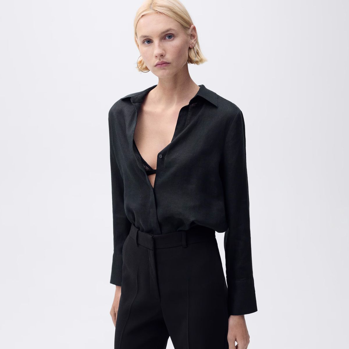 MANGO - Blusa Recta Lino Mujer Mango