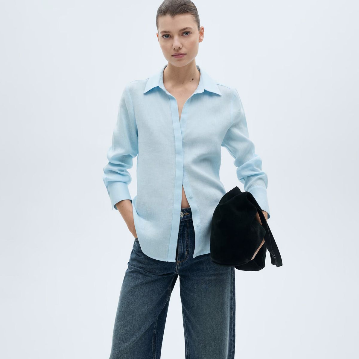 MANGO - Blusa Recta Lino Mujer Mango