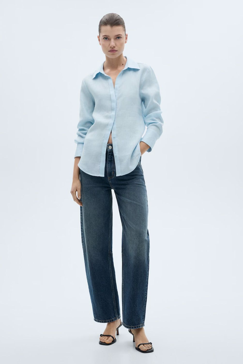 MANGO - Blusa Recta Lino Mujer Mango