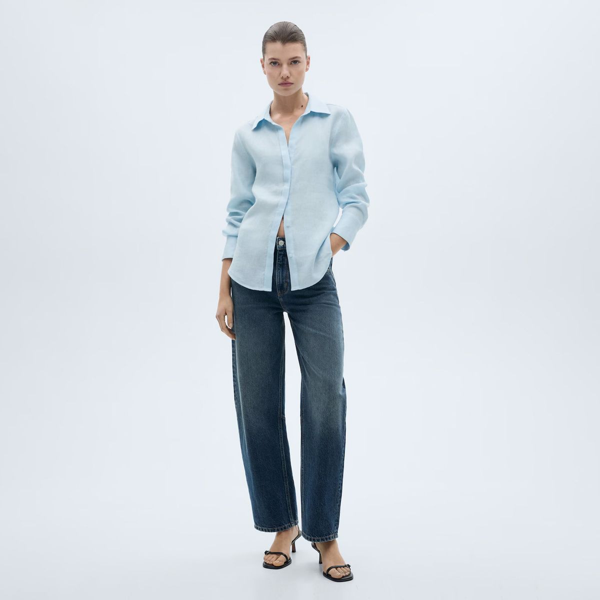 MANGO - Blusa Recta Lino Mujer Mango