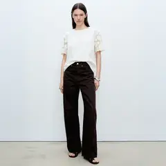 MANGO - Polera Algodón Mangas Crochet Mujer