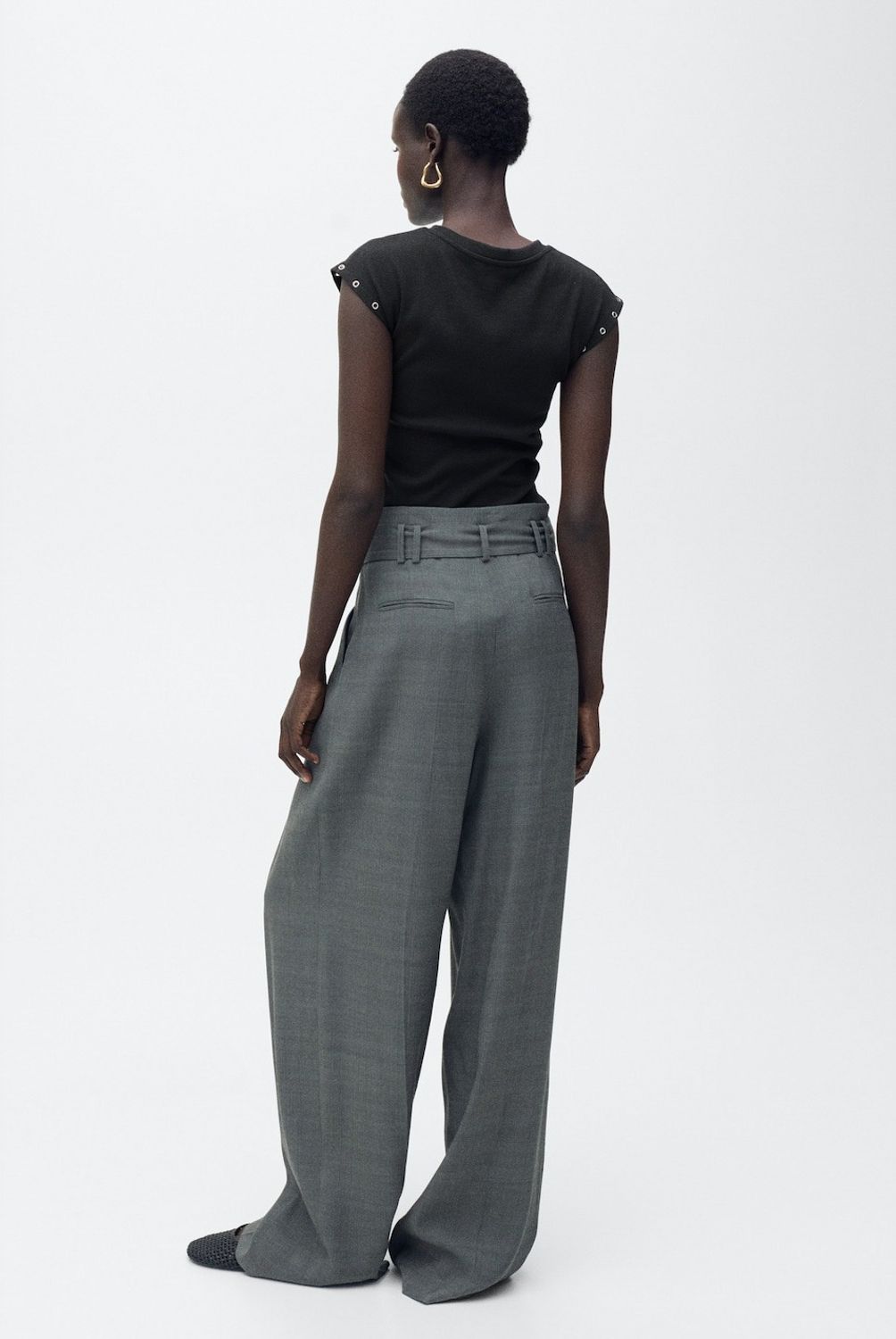 MANGO - Polera Canalé Ribete Troquelado Mujer Mango