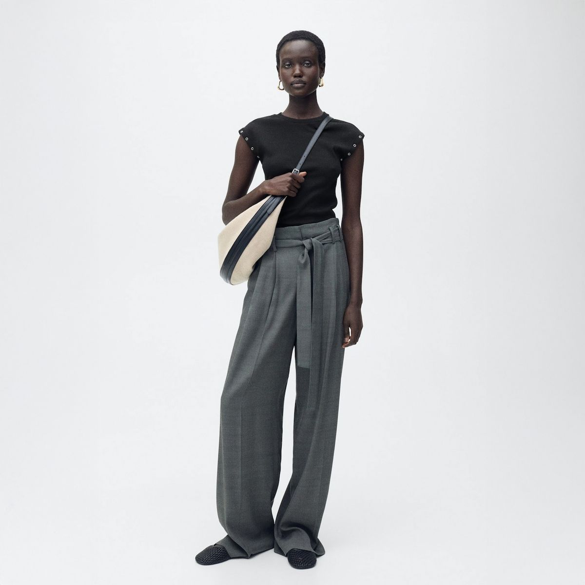 MANGO - Polera Canalé Ribete Troquelado Mujer Mango