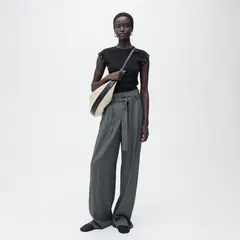 MANGO - Polera Canalé Ribete Troquelado Mujer