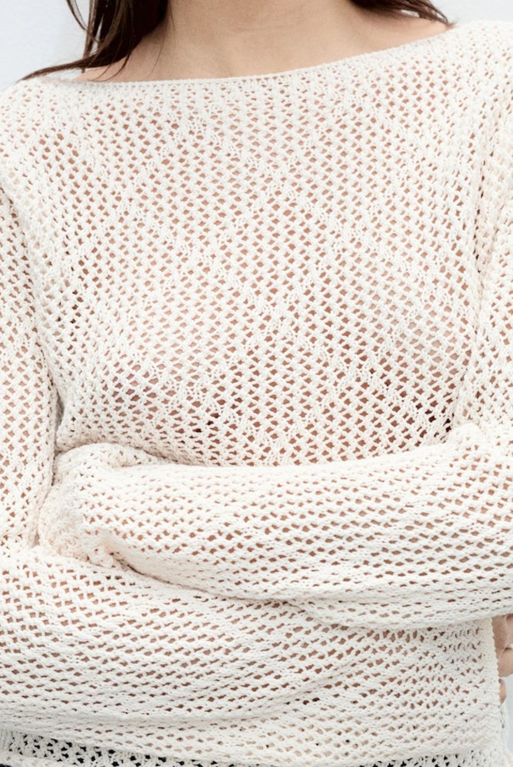 MANGO - Sweater Algodón Punto Calado Mujer Mango
