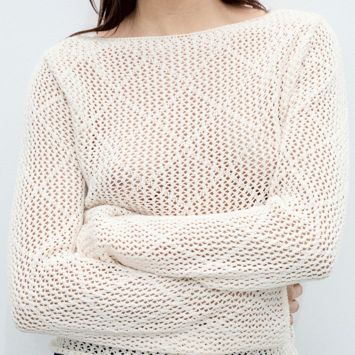 MANGO - Sweater Algodón Punto Calado Mujer Mango