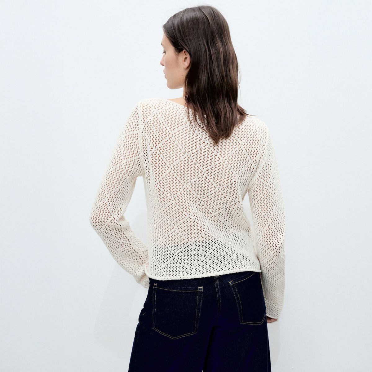 MANGO - Sweater Algodón Punto Calado Mujer Mango