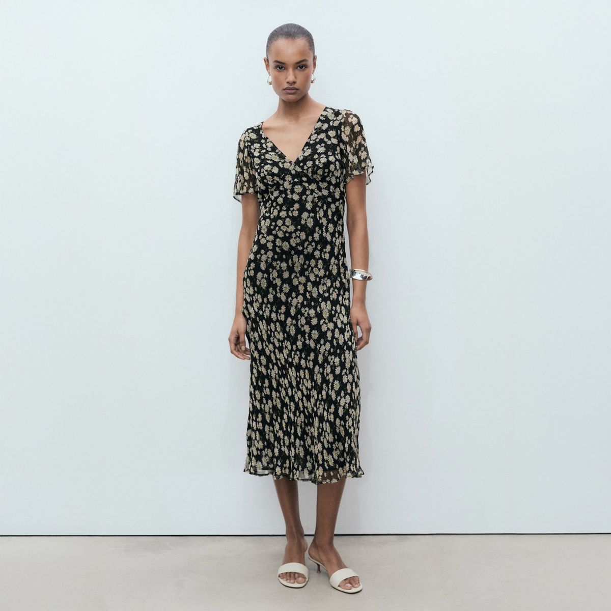 MANGO - Vestido Midi Recto Estampado Floral Mujer Mango