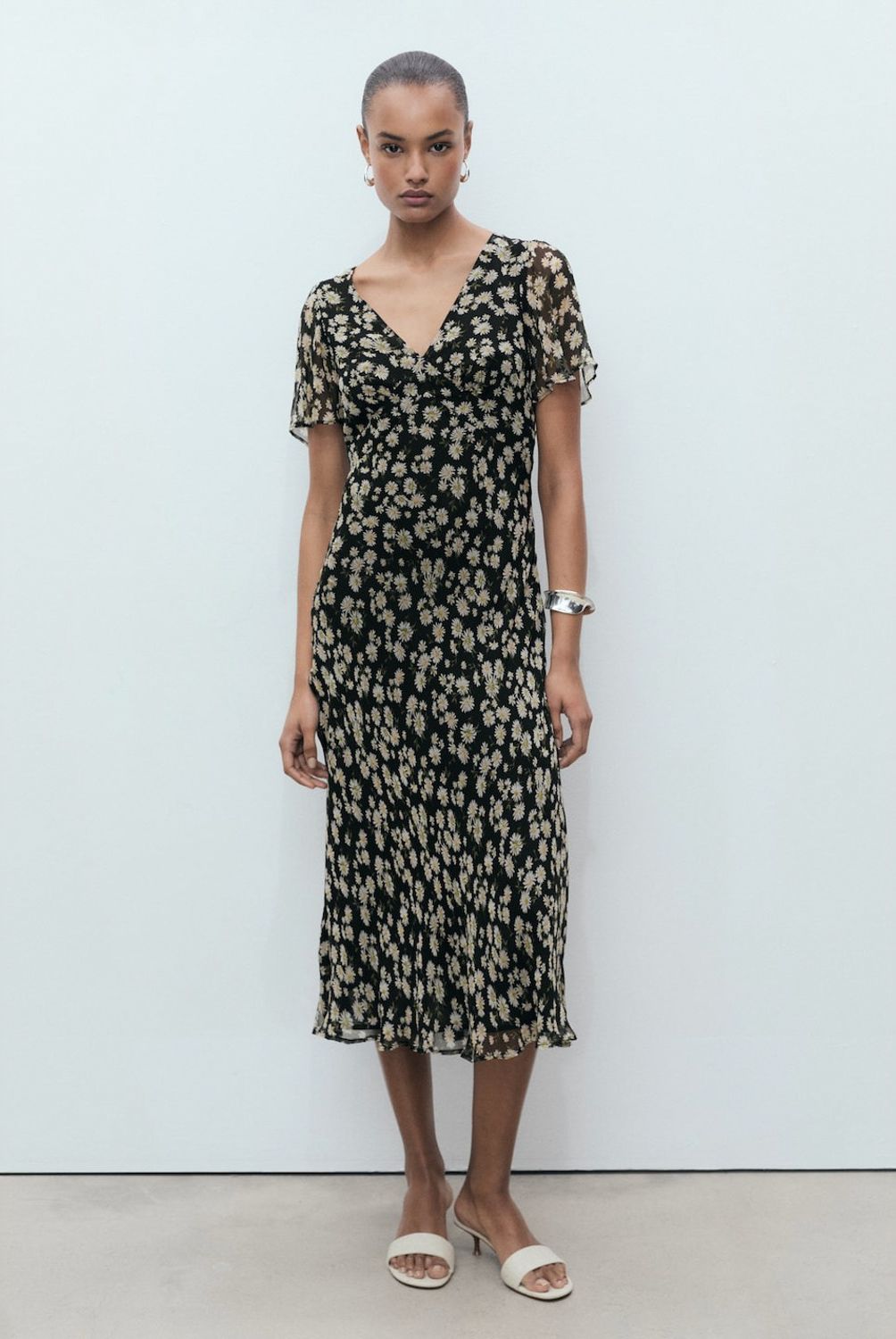 MANGO - Vestido Midi Recto Estampado Floral Mujer Mango