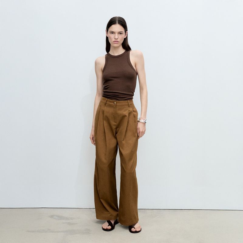 MANGO - Top Canalé Algodón Mujer Mango