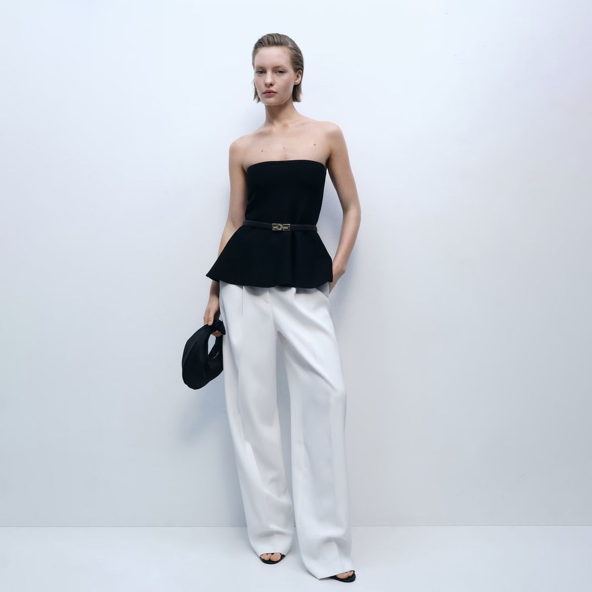 MANGO - Top Punto Fino Peplum Mujer Mango