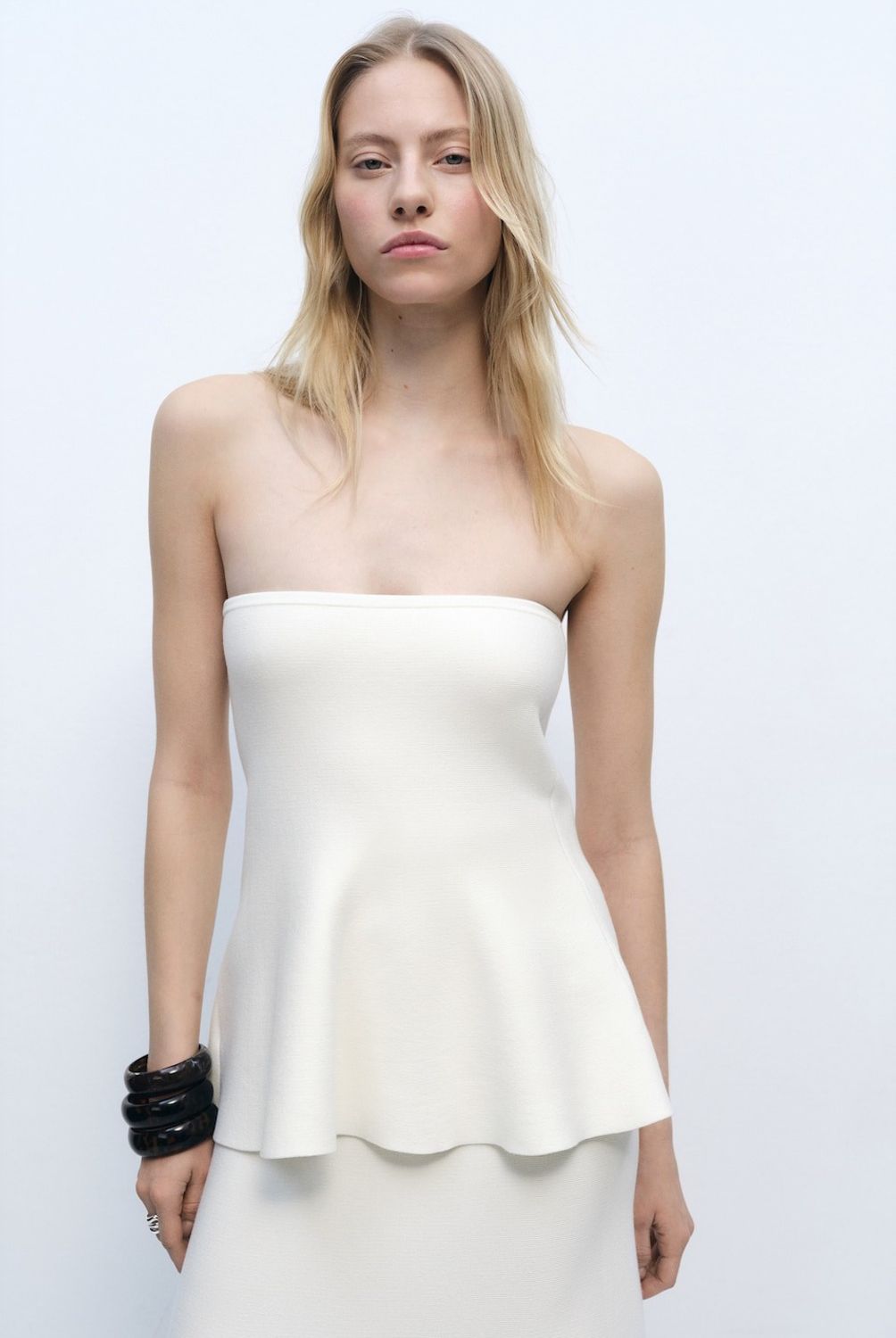 MANGO - Top Punto Fino Peplum Mujer Mango