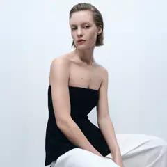 MANGO - Top Punto Fino Peplum Mujer