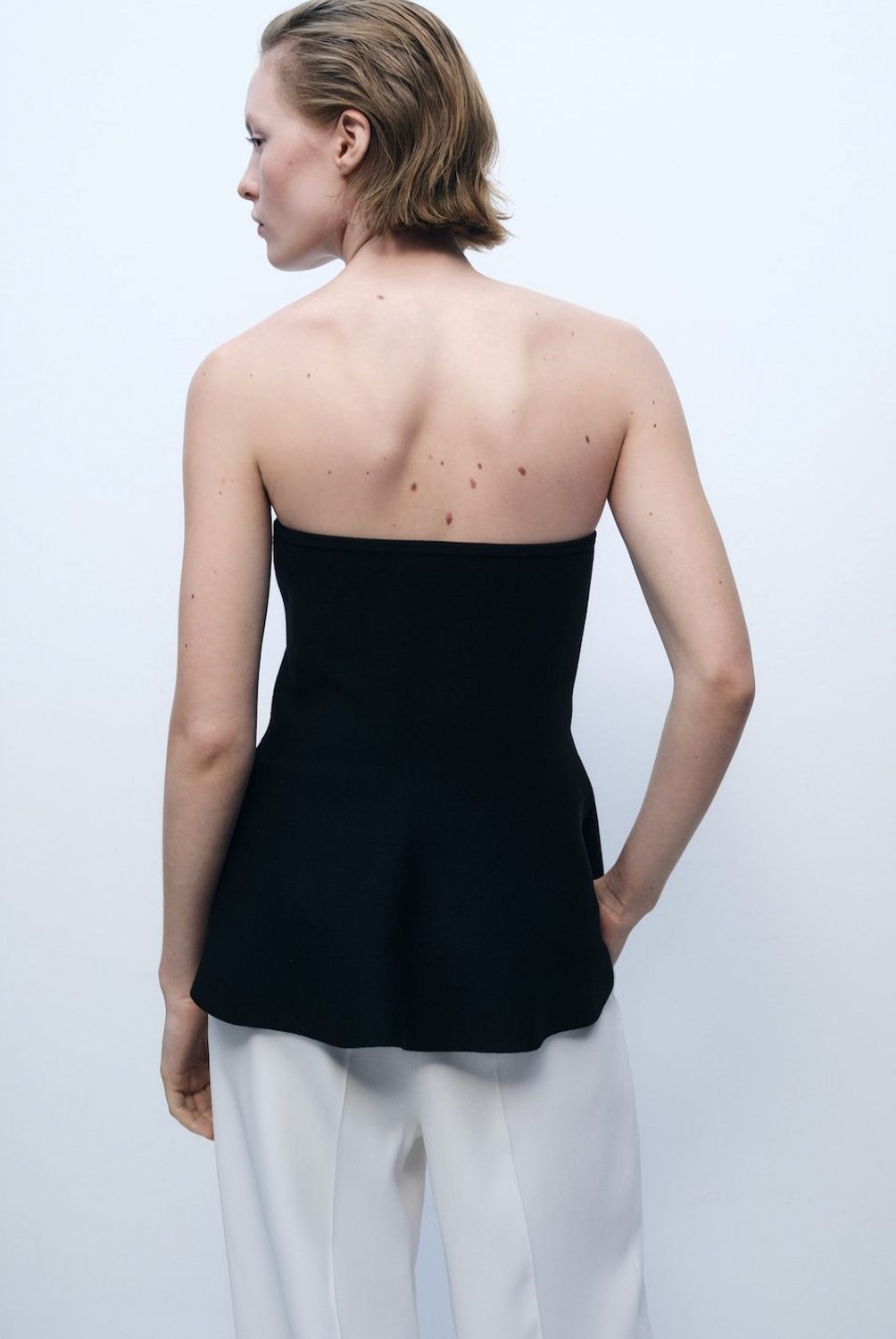 MANGO - Top Punto Fino Peplum Mujer Mango