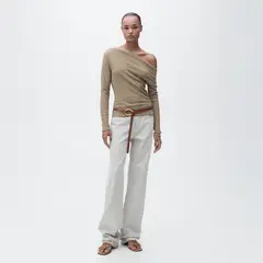 MANGO - Polera Cuello Asimétrico Textura Mujer
