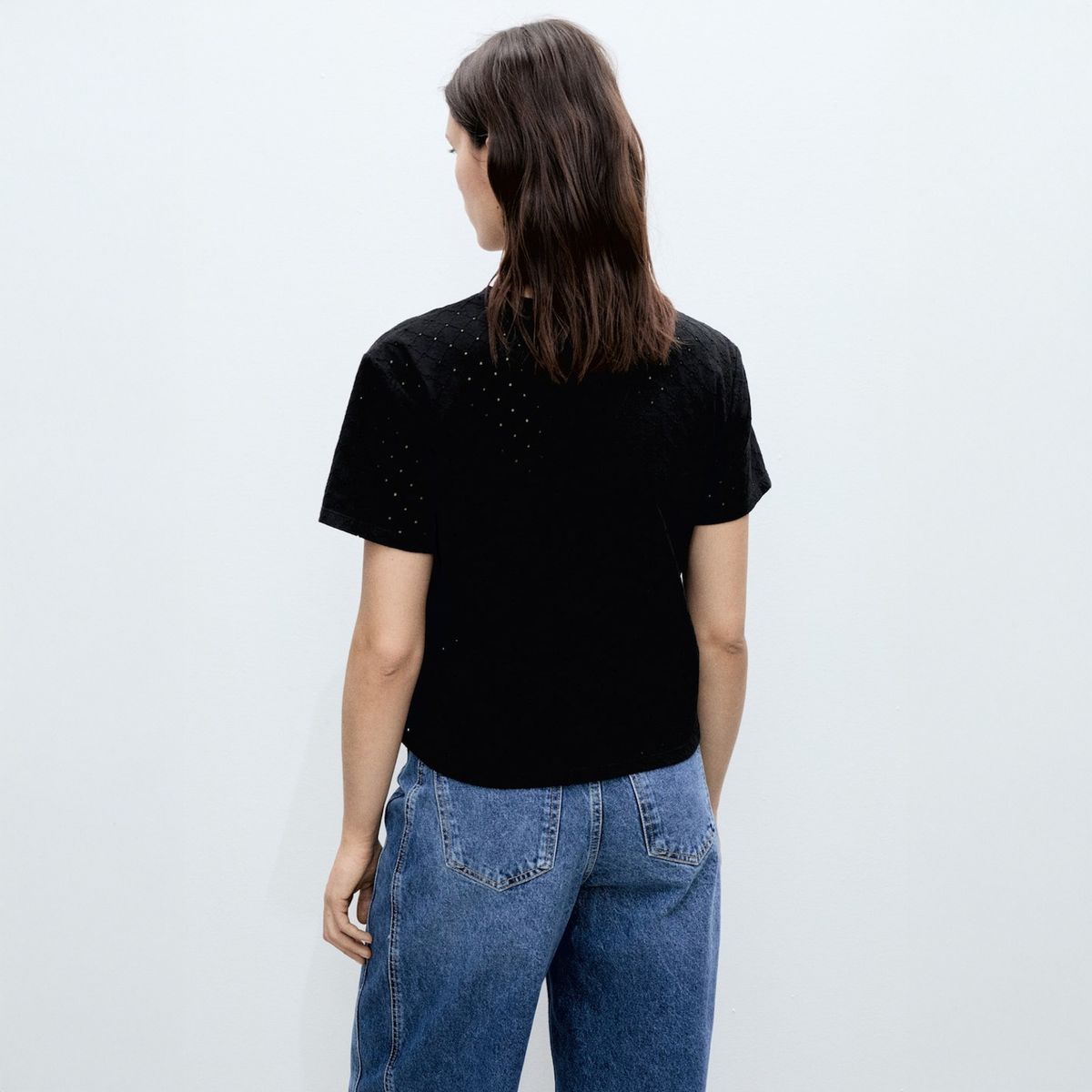 MANGO - Polera Calados Bordados Mujer Mango