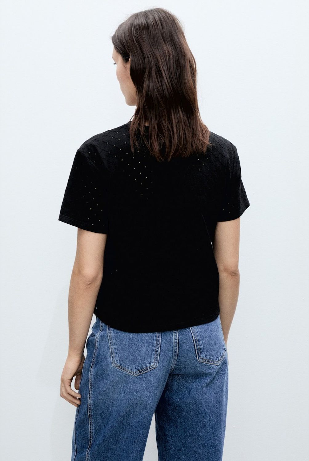 MANGO - Polera Calados Bordados Mujer Mango