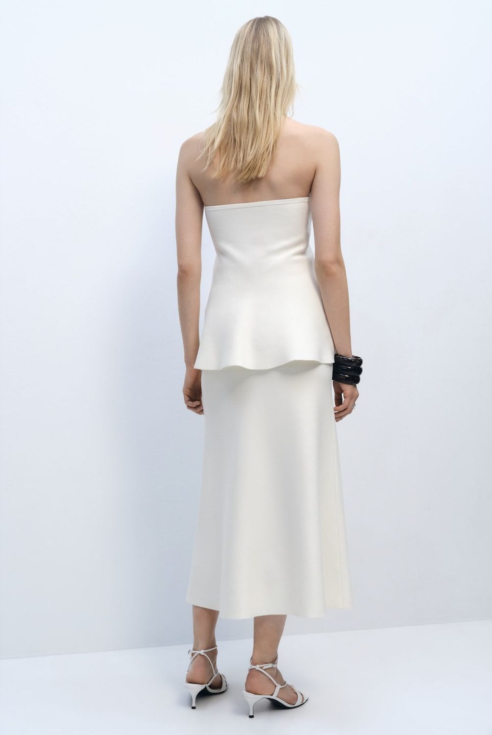 MANGO - Falda Punto Fino Peplum Mujer Mango