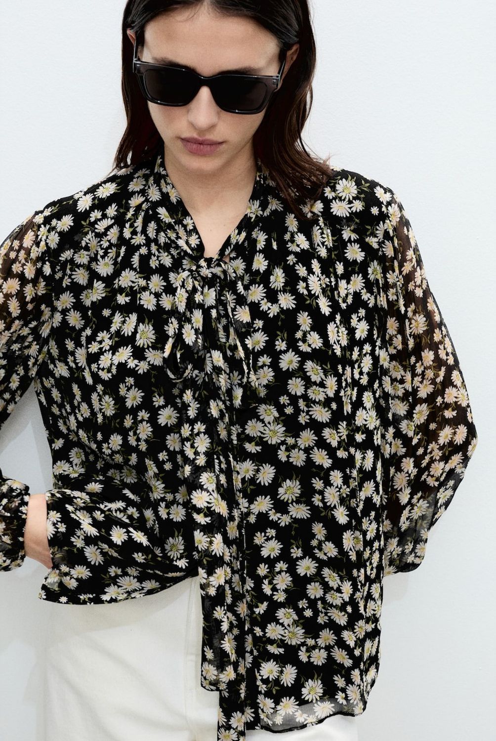 MANGO - Blusa Floral Lazo Mujer Mango