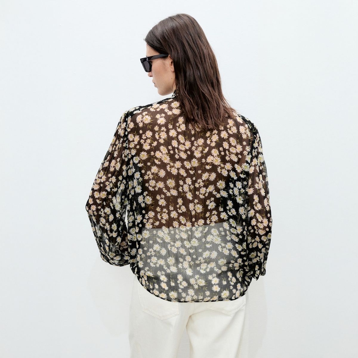 MANGO - Blusa Floral Lazo Mujer Mango