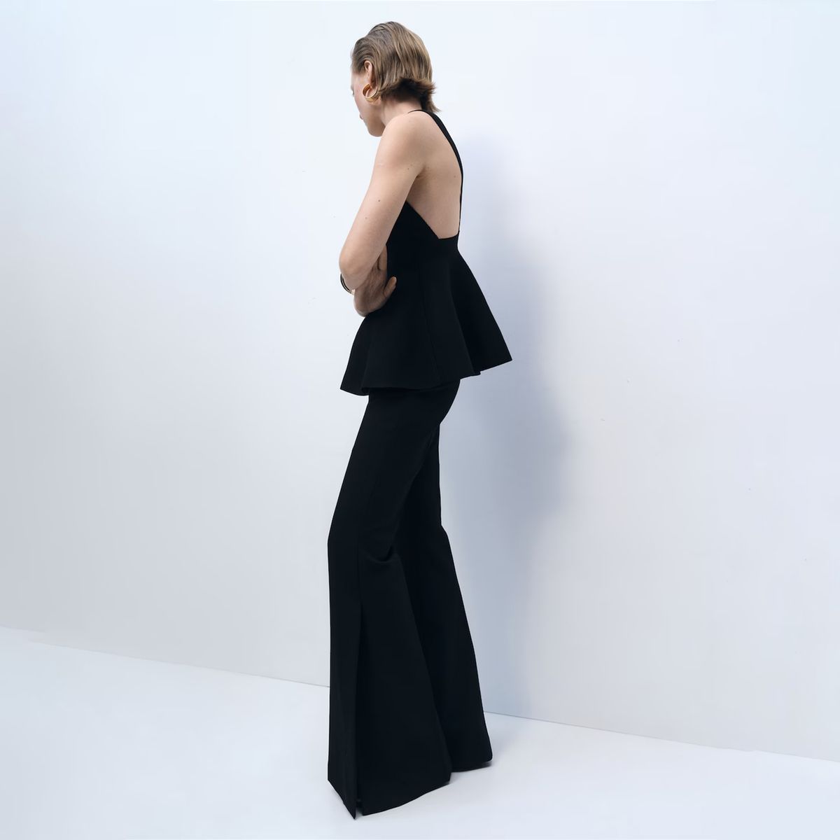 MANGO - Top Punto Fino Peplum Mujer Mango