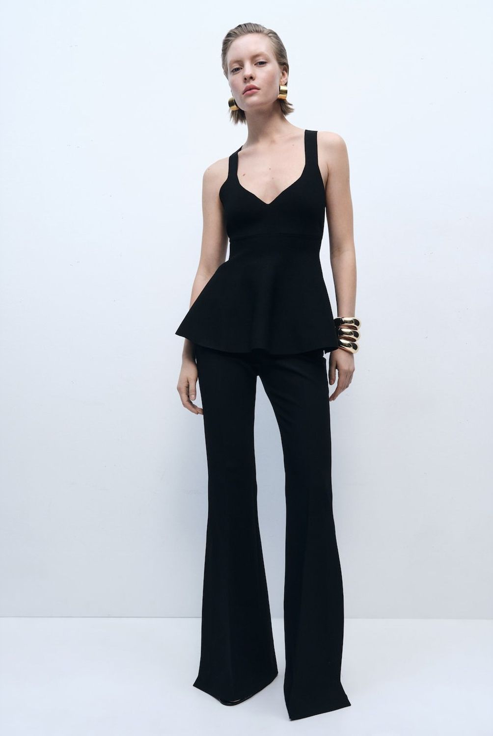 MANGO - Top Punto Fino Peplum Mujer Mango