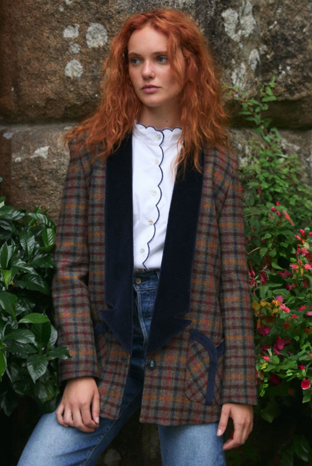 BYAN - Blazer Cuadros Lana  Mujer Byan