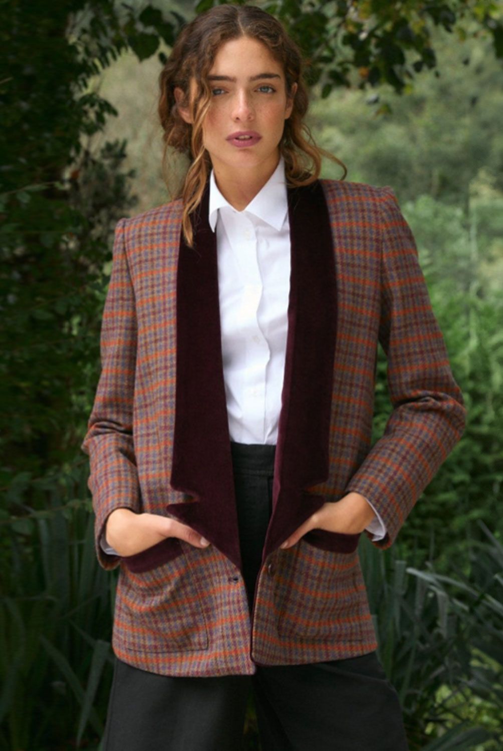BYAN - Blazer Cuadros Lana  Mujer Byan