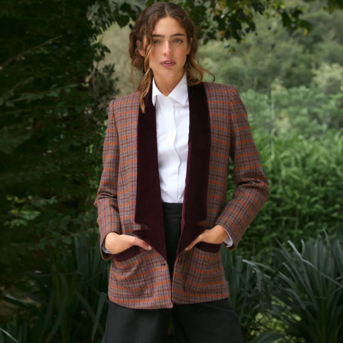 BYAN - Blazer Cuadros Lana  Mujer Byan