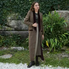 BYAN - Abrigo Largo Rayas Lana Mujer