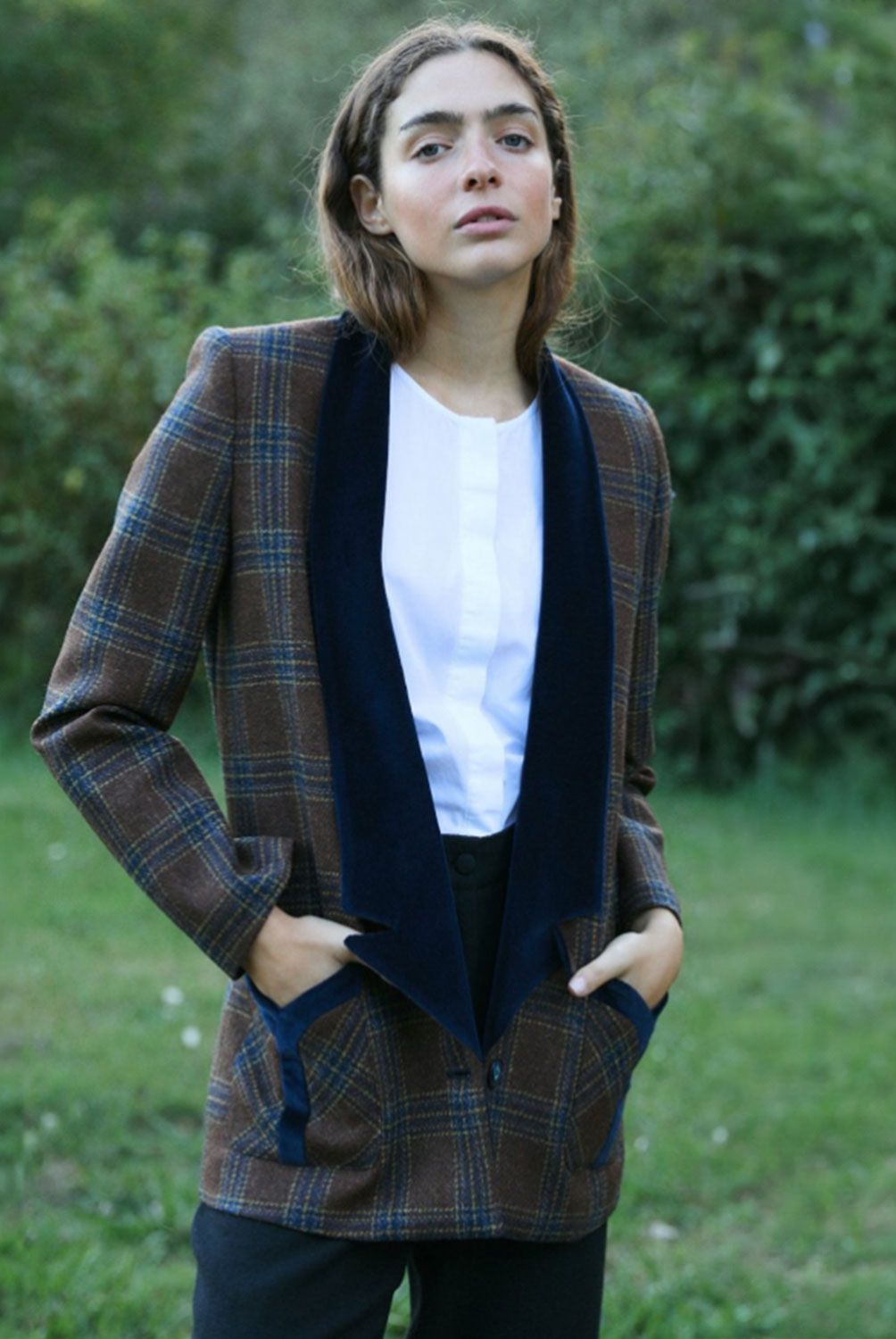 BYAN - Blazer Cuadros Lana  Mujer Byan
