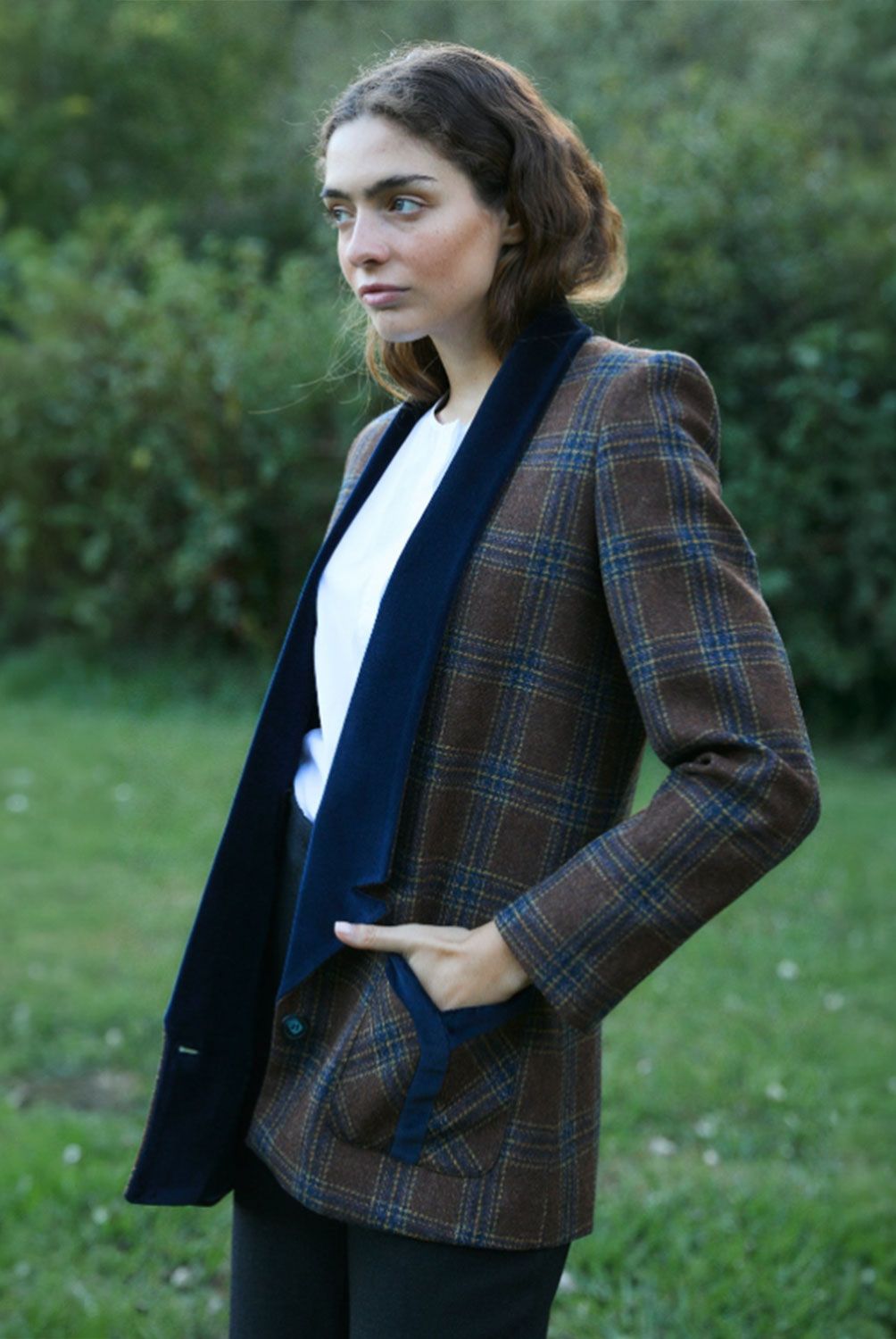 BYAN - Blazer Cuadros Lana  Mujer Byan