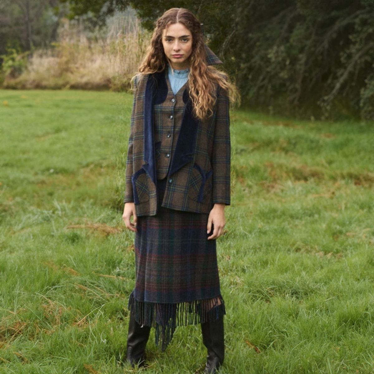 BYAN - Abrigo Largo Cuadros Lana  Mujer Byan