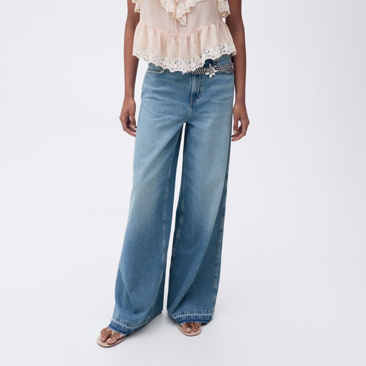 MANGO - Jeans Wideleg Bajo Deshilachado Mujer Mango