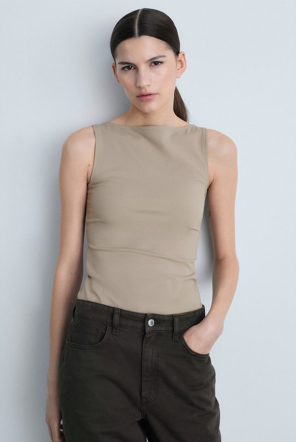MANGO - Top Tirantes Cuello Barco Mujer Mango