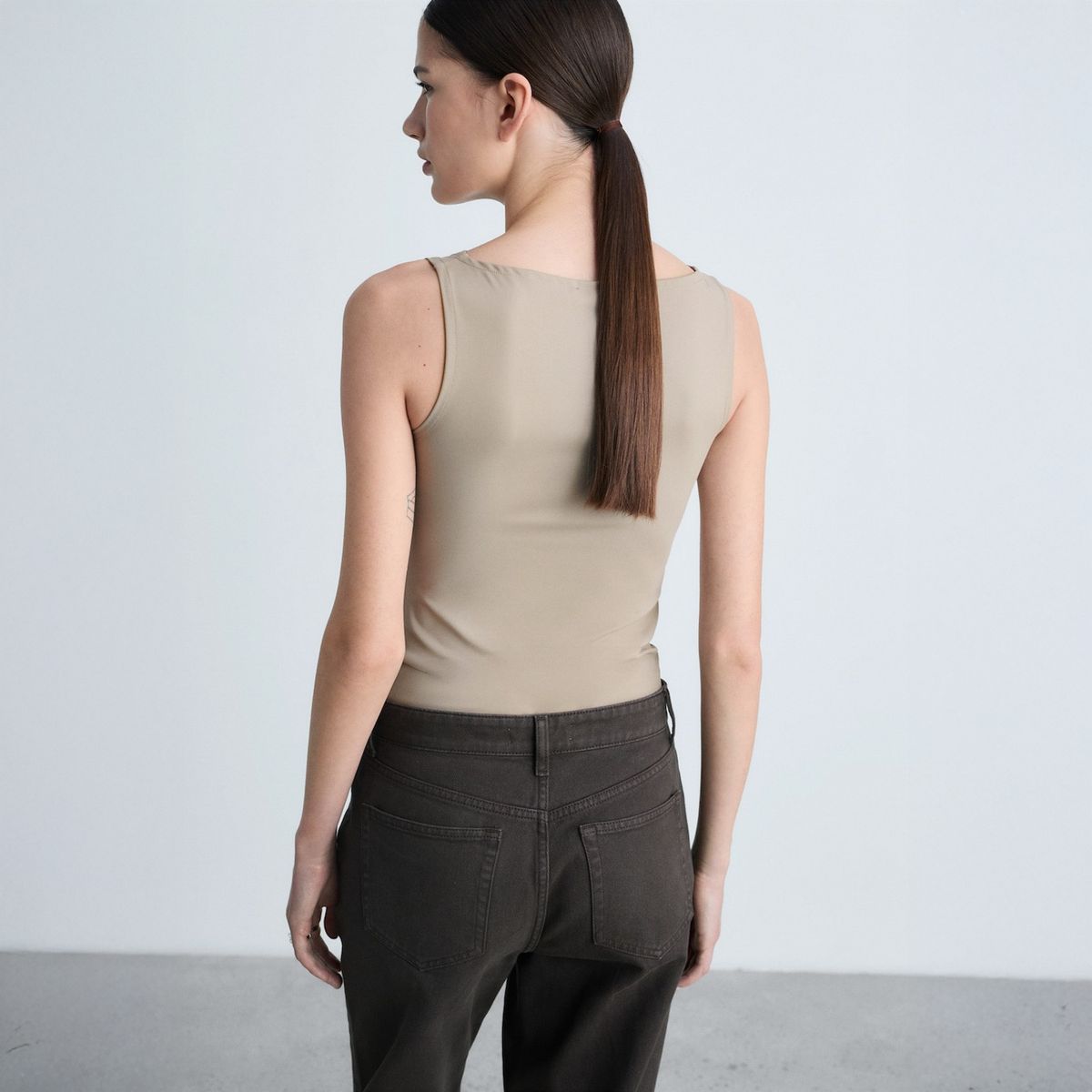 MANGO - Top Tirantes Cuello Barco Mujer Mango