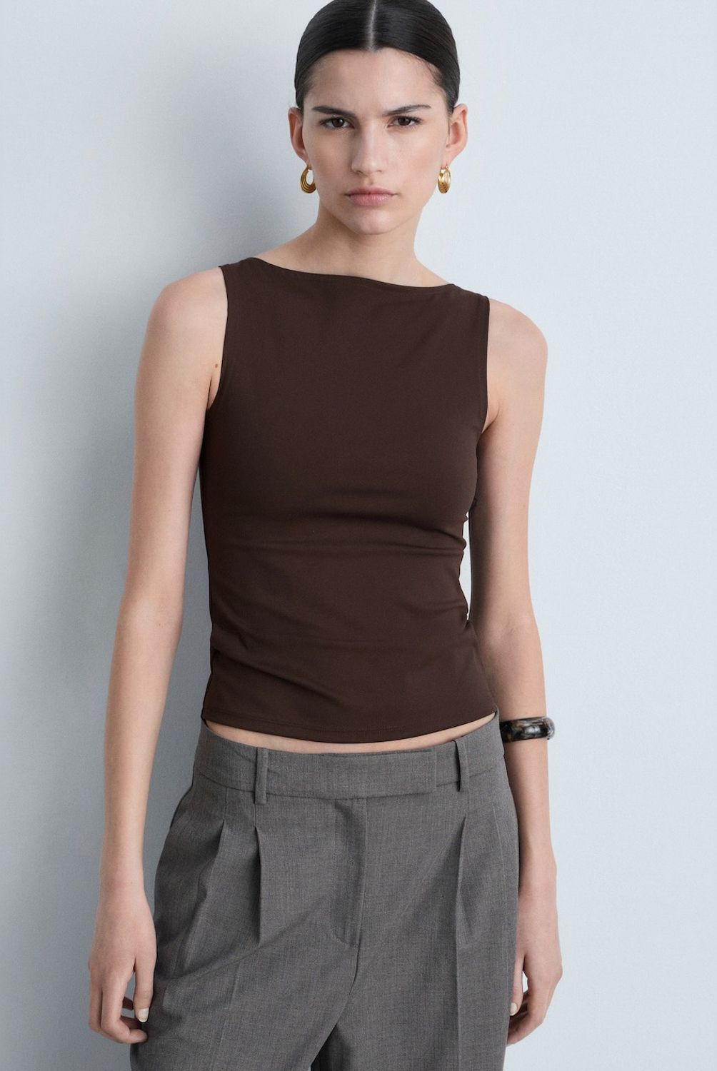 MANGO - Top Tirantes Cuello Barco Mujer Mango