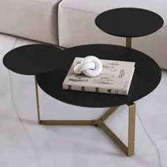 DECOCASA - Mesa De Centro Domenica Negro Pata Dorada