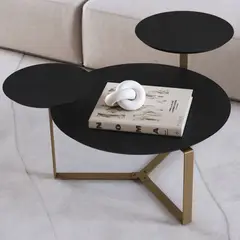 DECOCASA - Set De Mesas Domenica Negro Pata Dorada