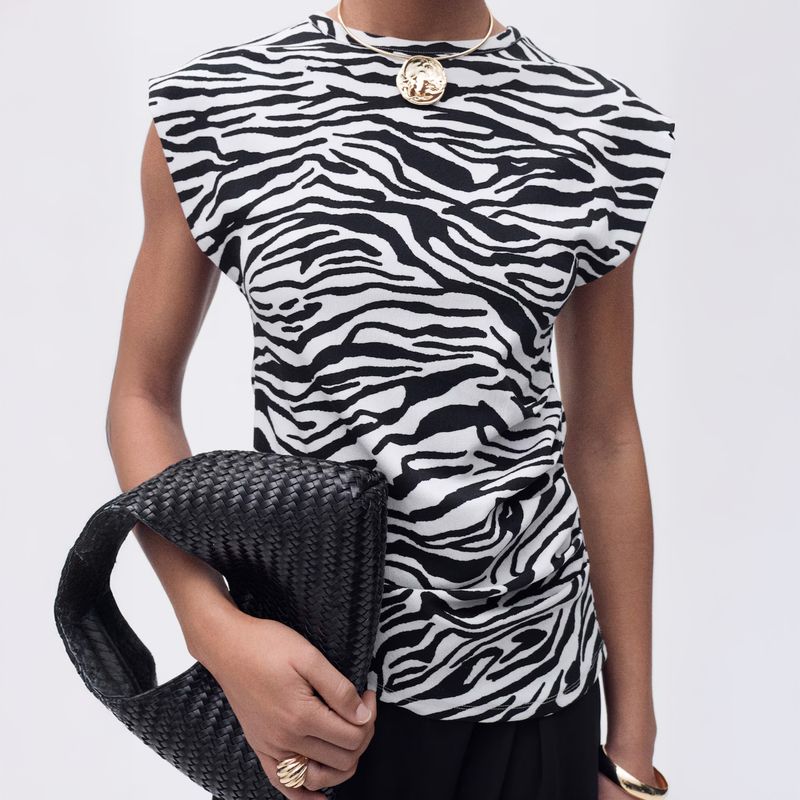 MANGO - Polera Drapeada Sin Mangas Mujer Mango