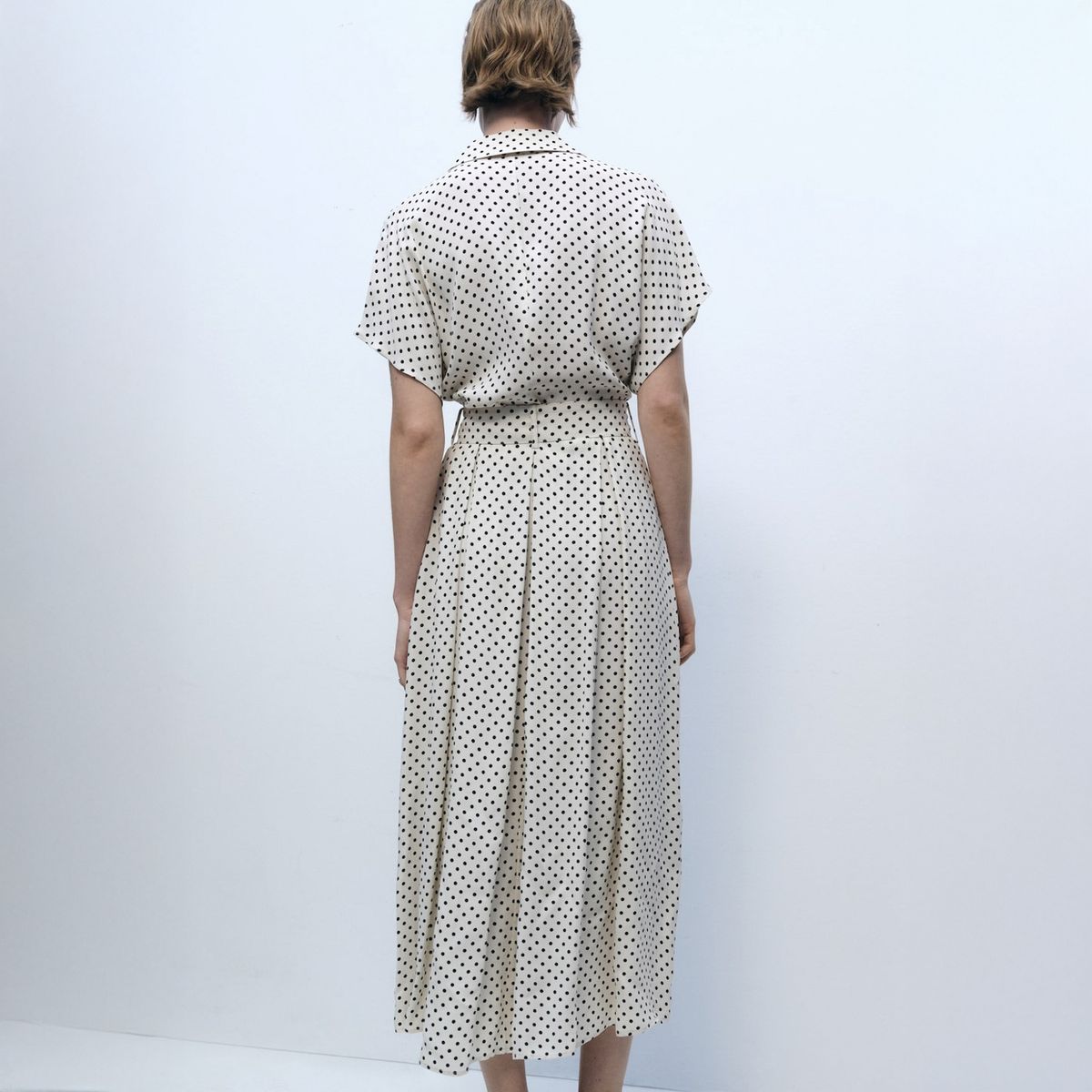 MANGO - Vestido Topos Cinturón Mujer Mango