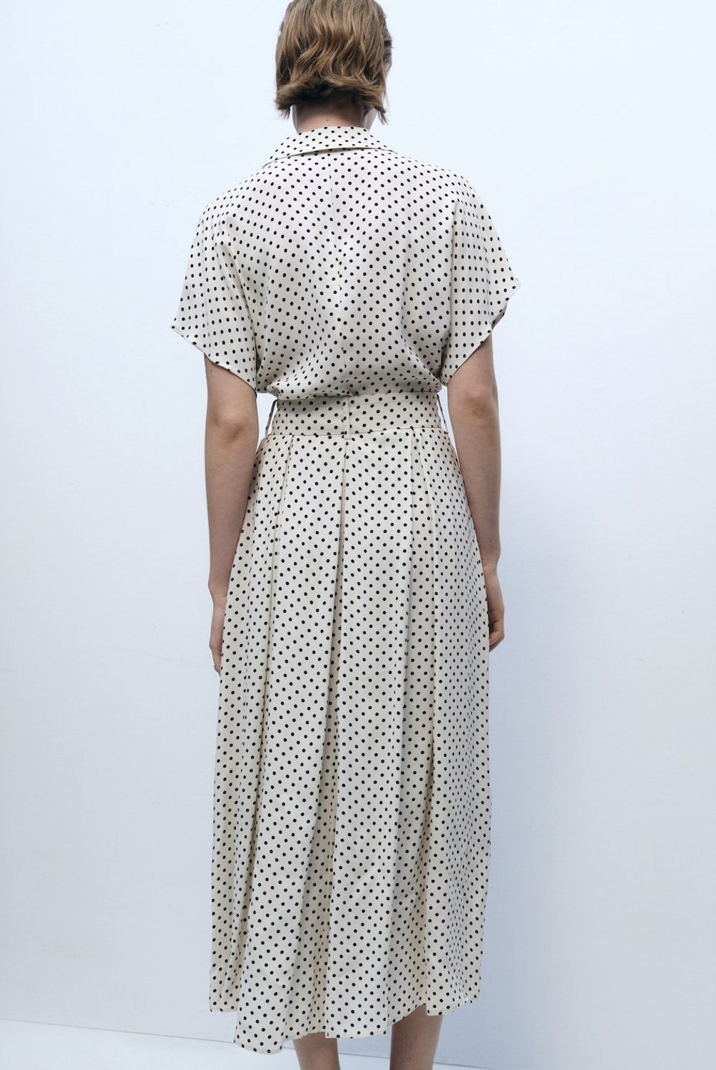 MANGO - Vestido Topos Cinturón Mujer Mango