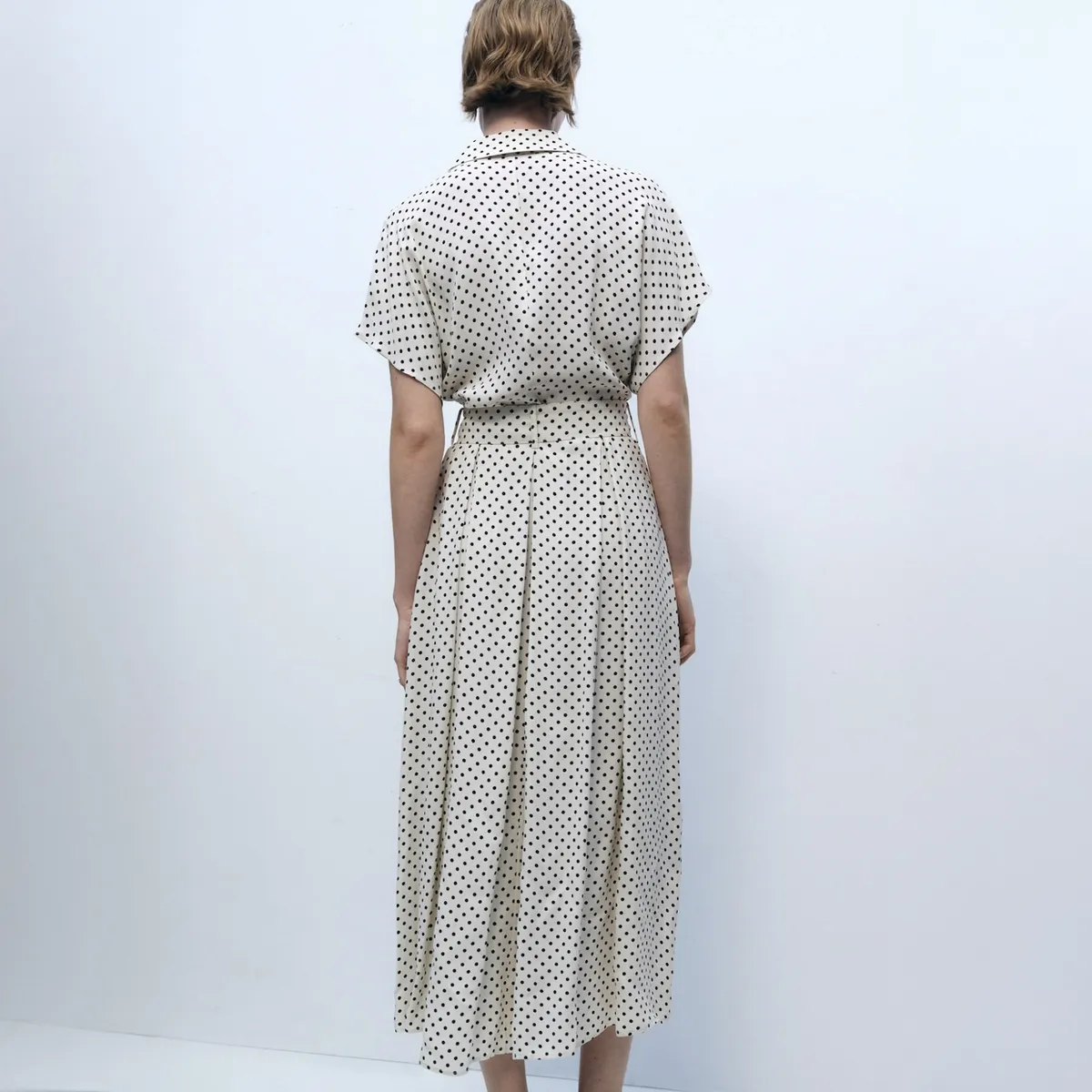 MANGO - Vestido Topos Cinturón Mujer Mango