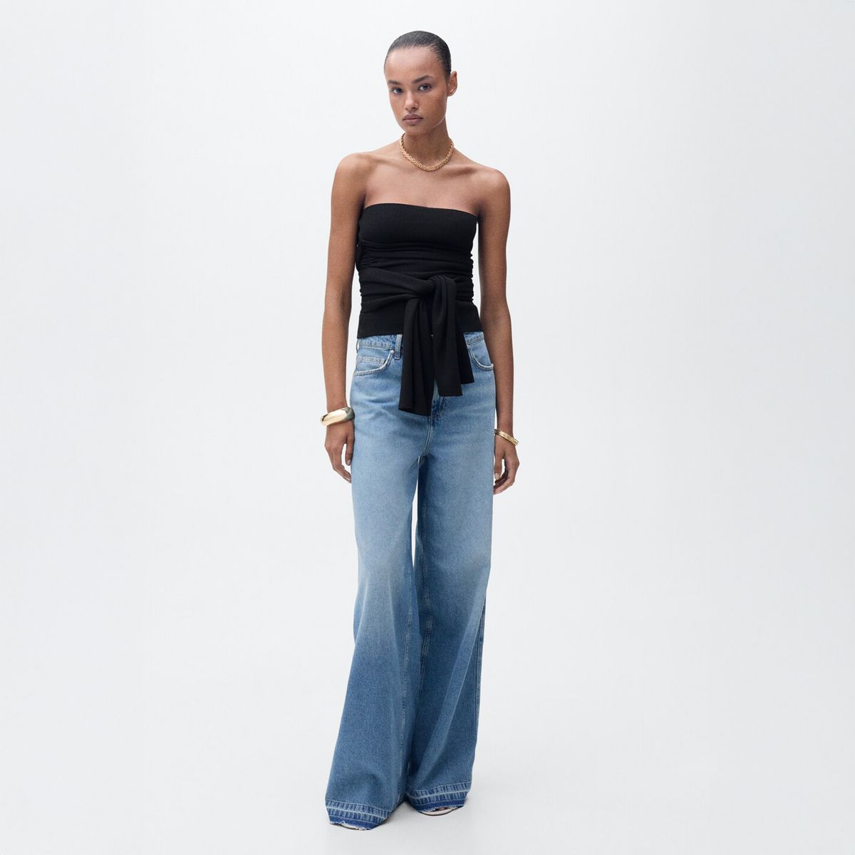 MANGO - Top Bandeau Detalle Nudo Mujer Mango