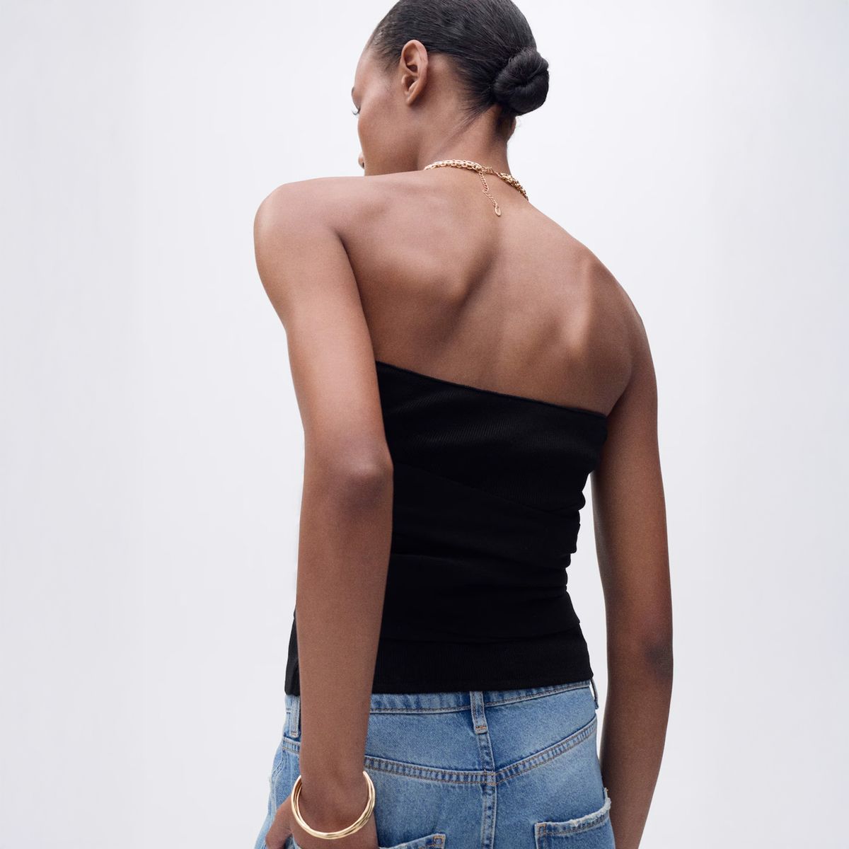 MANGO - Top Bandeau Detalle Nudo Mujer Mango