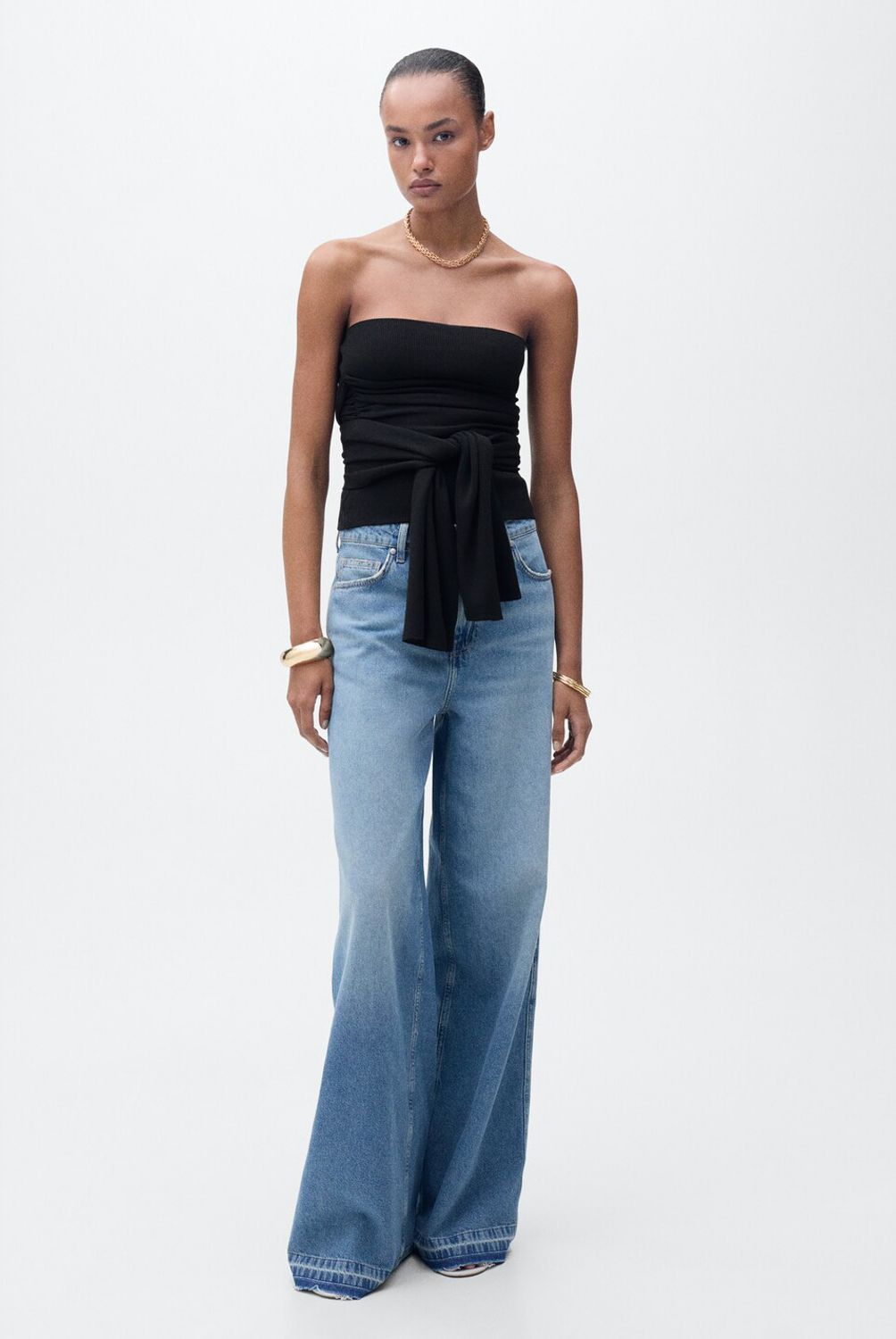 MANGO - Top Bandeau Detalle Nudo Mujer Mango