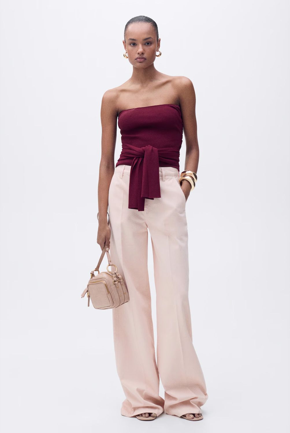 MANGO - Top Bandeau Detalle Nudo Mujer Mango