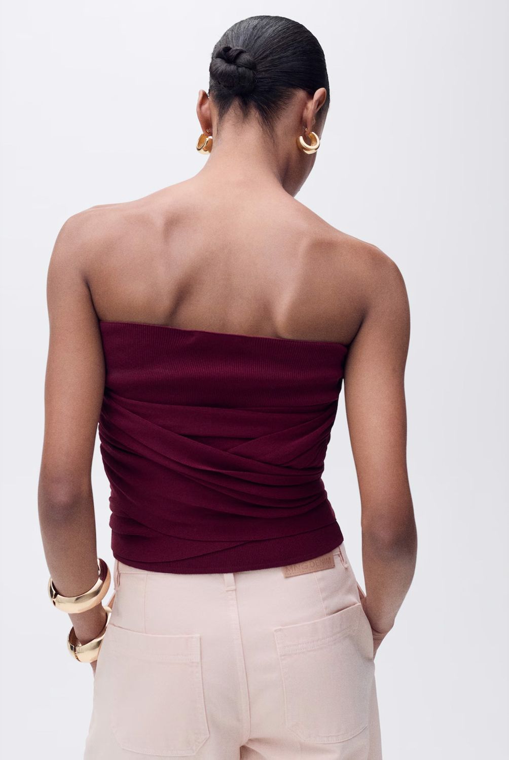 MANGO - Top Bandeau Detalle Nudo Mujer Mango