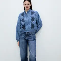 MANGO - Chaqueta Acolchada Bordado Flores Mujer